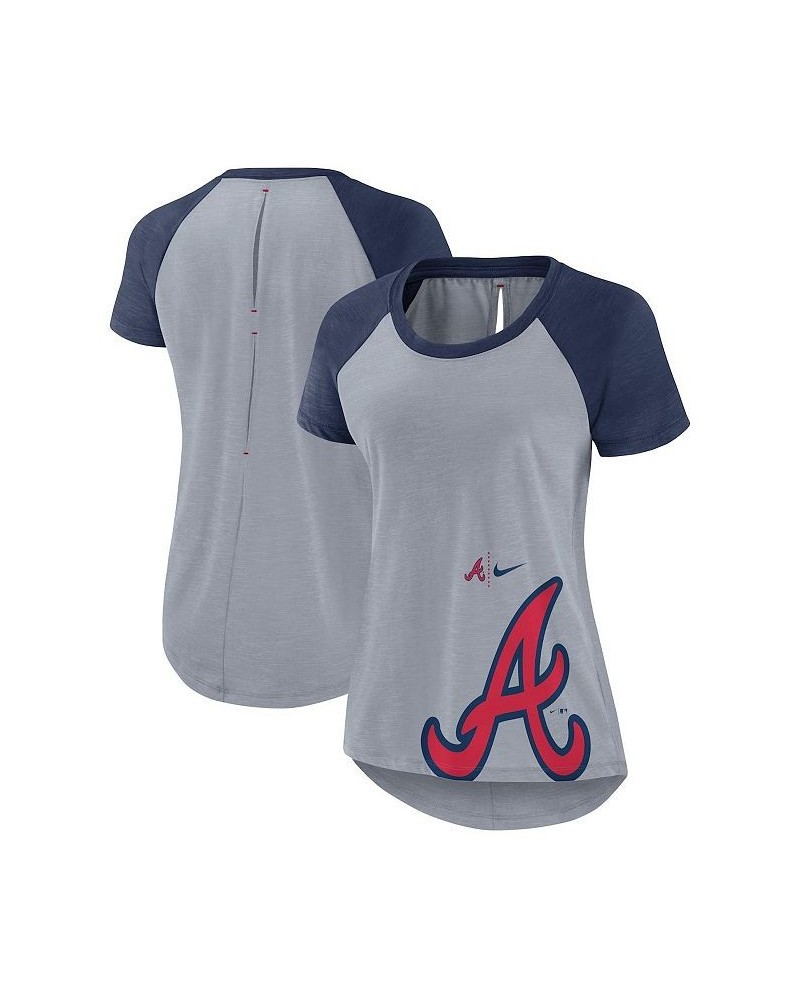 Women's Heather Gray Atlanta Braves Summer Breeze Raglan Fashion T-shirt Gray $27.49 Tops
