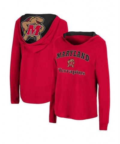 Women's Red Maryland Terrapins Catalina Hoodie Long Sleeve T-Shirt Red $25.99 Tops