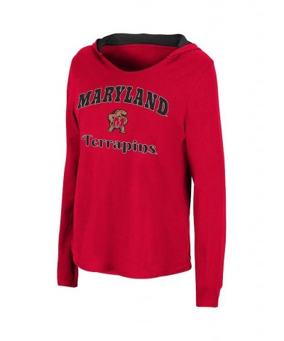 Women's Red Maryland Terrapins Catalina Hoodie Long Sleeve T-Shirt Red $25.99 Tops