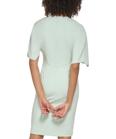 Women's Keyhole Draped-Sleeve Sheath Dress Green $59.04 Dresses