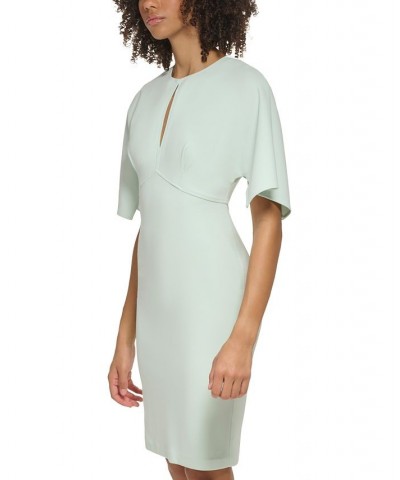 Women's Keyhole Draped-Sleeve Sheath Dress Green $59.04 Dresses