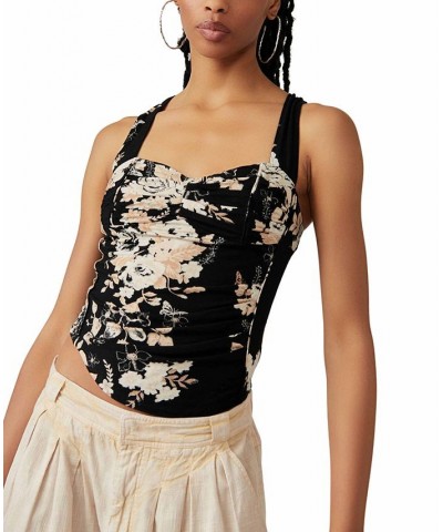 Women's Ginger Snap Printed Pleated Top Black $28.56 Tops