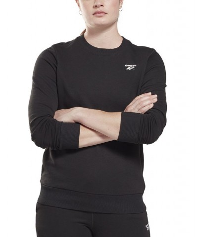 Women's Identity Crewneck Small-Logo French Terry Sweatshirt Black $18.81 Tops