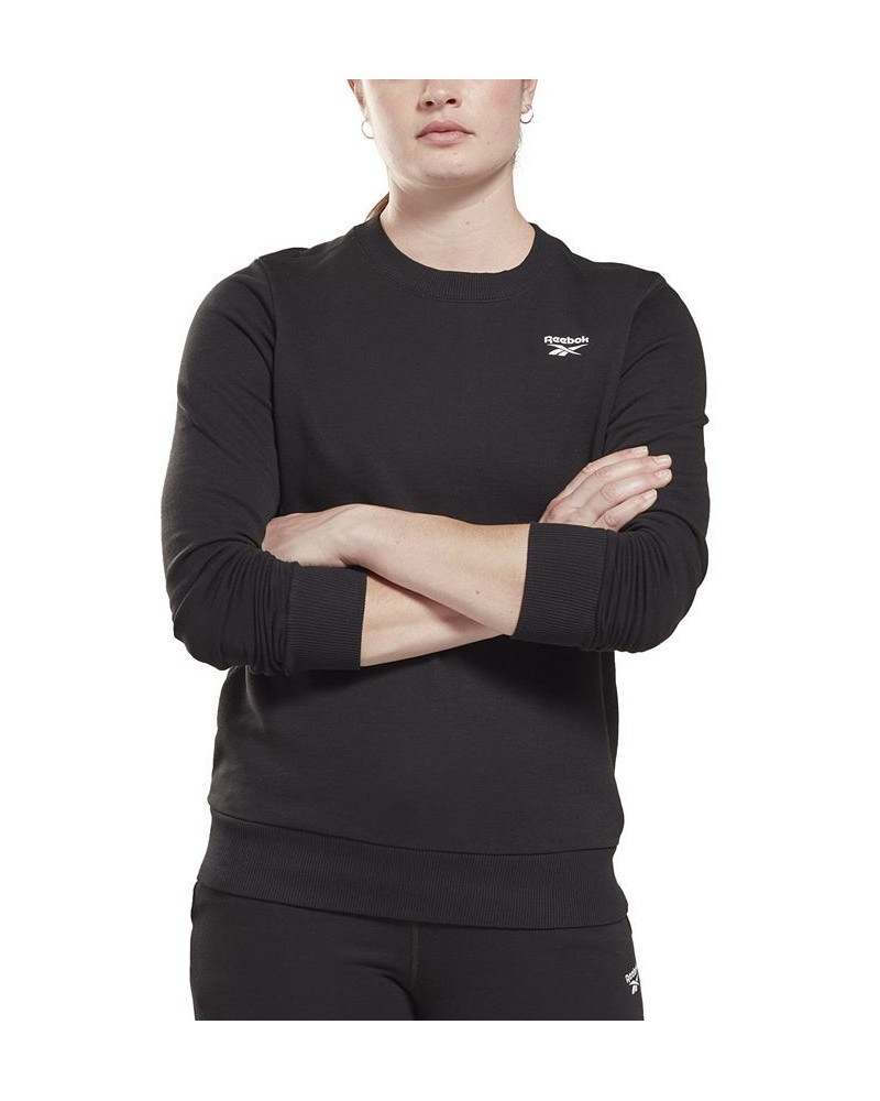 Women's Identity Crewneck Small-Logo French Terry Sweatshirt Black $18.81 Tops