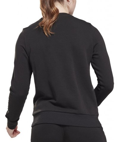 Women's Identity Crewneck Small-Logo French Terry Sweatshirt Black $18.81 Tops