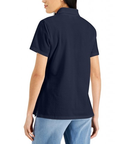 Petite Knit Cotton Polo Intrepid Blue $9.50 Tops