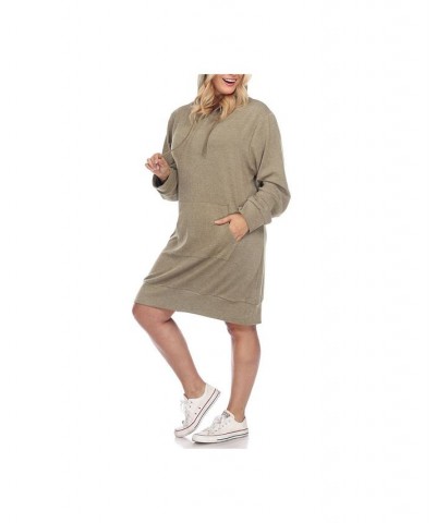 Women's Plus Size Hoodie Sweatshirt Dress Gray $36.04 Dresses