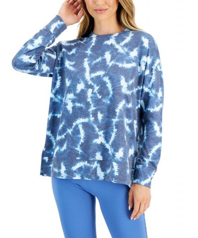 Women's Printed Pullover Top Blue $17.26 Sweatshirts
