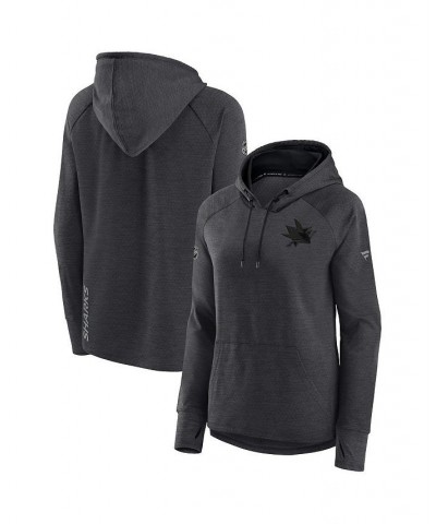 Women's Branded Heather Charcoal San Jose Sharks Authentic Pro Road Performance Raglan Pullover Hoodie Heather Charcoal $42.8...