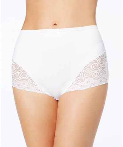 Women's Firm Tummy-Control Lace Trim Microfiber Brief Underwear 2 Pack X054 White/White $17.71 Shapewear