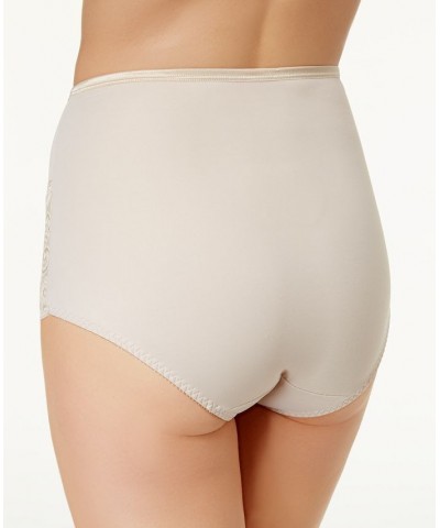 Women's Firm Tummy-Control Lace Trim Microfiber Brief Underwear 2 Pack X054 White/White $17.71 Shapewear