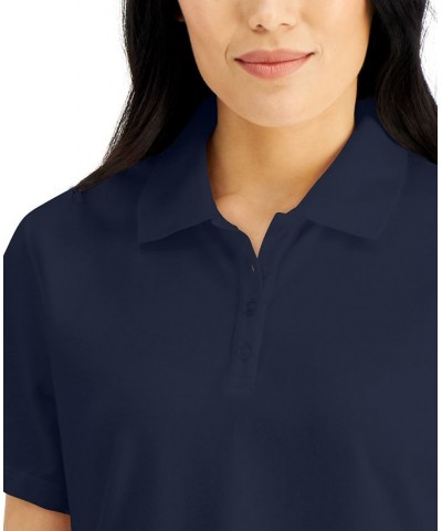 Petite Knit Cotton Polo Intrepid Blue $9.50 Tops