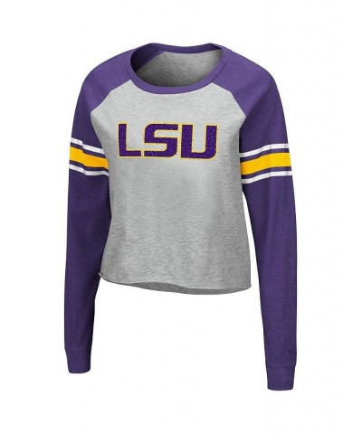 Women's Heathered Gray Purple LSU Tigers Decoder Pin Raglan Long Sleeve T-shirt Heathered Gray, Purple $25.00 Tops