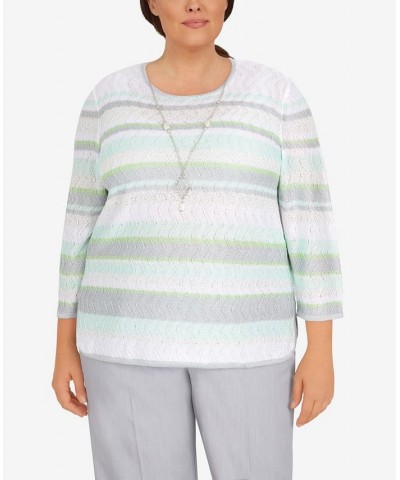 Plus Size Lady Like Textured Knit Crewneck Top Seafoam $36.74 Sweaters