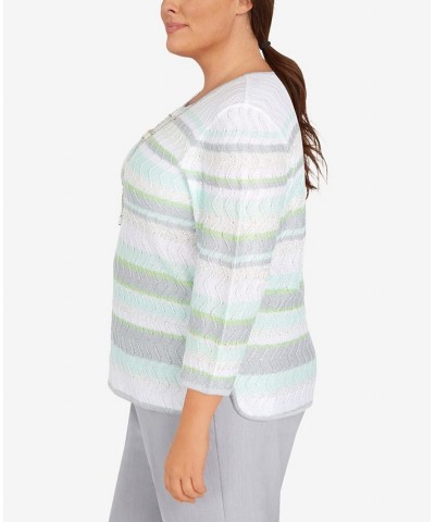 Plus Size Lady Like Textured Knit Crewneck Top Seafoam $36.74 Sweaters