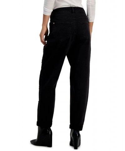 Women's High-Rise Rip And Repair Jeans Washed Black $28.85 Jeans