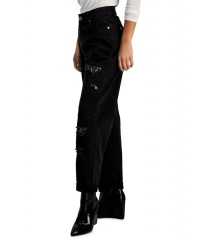 Women's High-Rise Rip And Repair Jeans Washed Black $28.85 Jeans