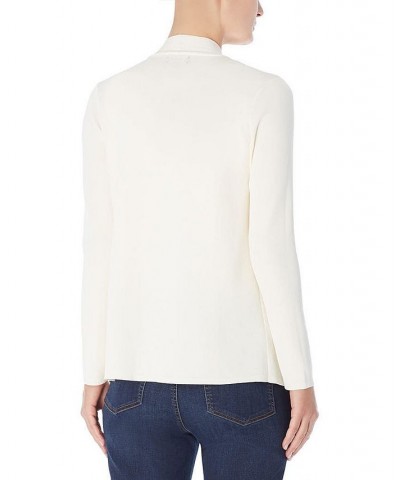 Women's Open Front Cardigan with Ribbed Placket and Patch Pockets White $29.57 Sweaters
