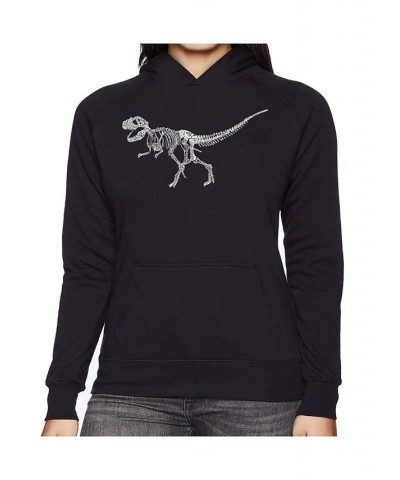 Women's Word Art Hooded Sweatshirt -Dinosaur T-Rex Skeleton Purple $32.99 Sweatshirts