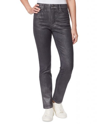 Women's Amanda Classic High-Rise Straight-Leg Coated Jeans Smoke Shimmer $18.19 Jeans