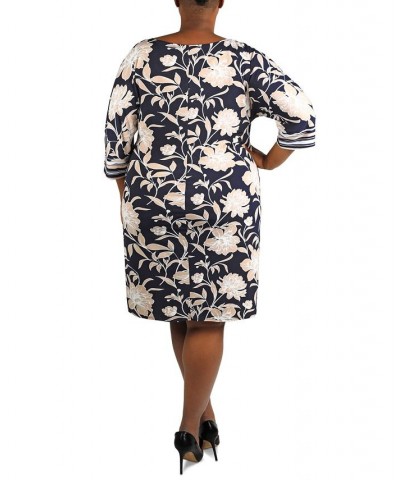 Plus Size Floral-Print Side-Knot Dress Navy $40.05 Dresses