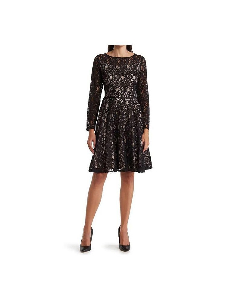 Fit and Flare Lace Dress Black $121.10 Dresses