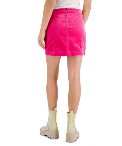 Women's Solid Velvet Seamed Mini Skirt Pink $13.49 Skirts