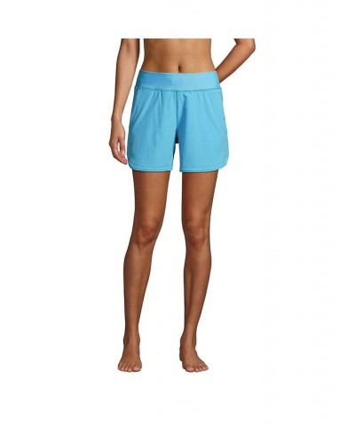 Women's Curvy Fit 5" Quick Dry Elastic Waist Swim Shorts with Panty Turquoise $37.07 Swimsuits