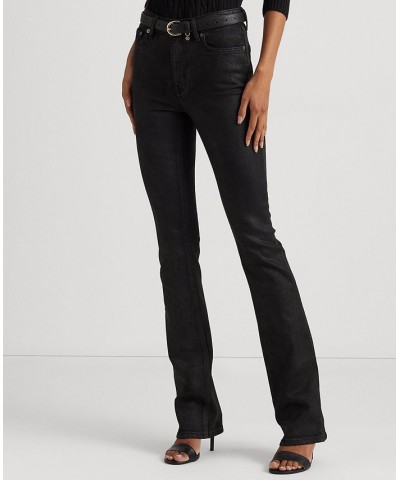 Women's Coated-Denim High-Rise Boot Jeans Black Wash $46.56 Jeans
