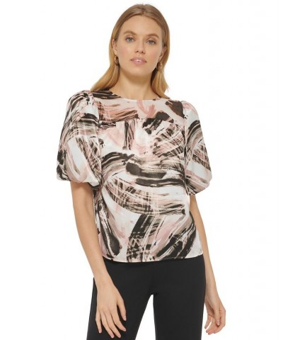Women's Short-Sleeve Peasant Top Ivory/gold Sand Multi $43.56 Tops