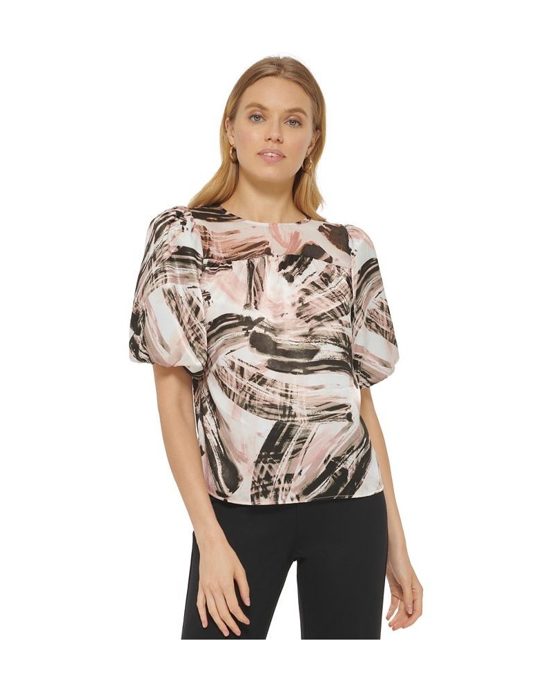 Women's Short-Sleeve Peasant Top Ivory/gold Sand Multi $43.56 Tops