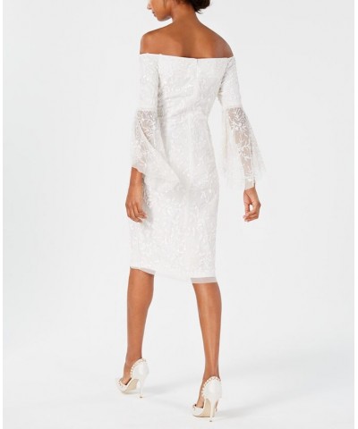 Women's Off-The-Shoulder Beaded Dress White $105.28 Dresses