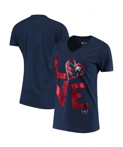 Women's Navy Washington Capitals Game On V-Neck T-shirt Navy $14.00 Tops