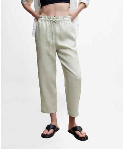Women's Linen Jogger Trousers Gray $30.10 Pants