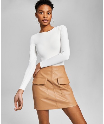 Women's Faux-Leather Skirt Tan/Beige $18.12 Skirts