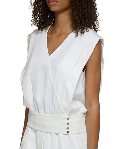 Women's Sleeveless Crossover Blouse White $50.75 Tops
