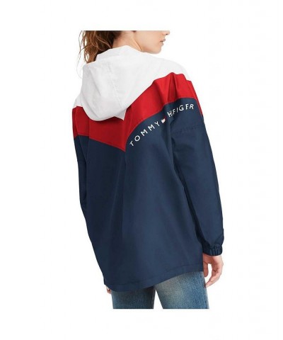 Women's White Red New England Patriots Staci Half-Zip Hoodie Windbreaker Jacket White, Red $52.80 Jackets