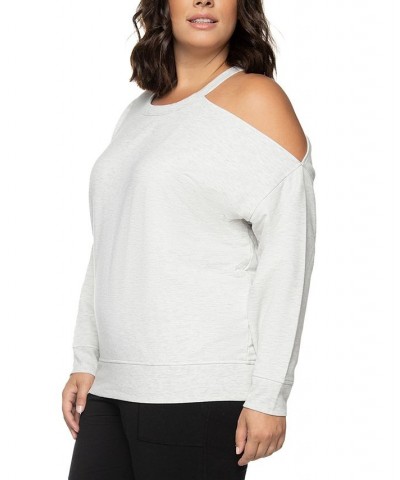 Plus Size Cold-Shoulder Knit Top Soft Heather Grey $21.43 Tops