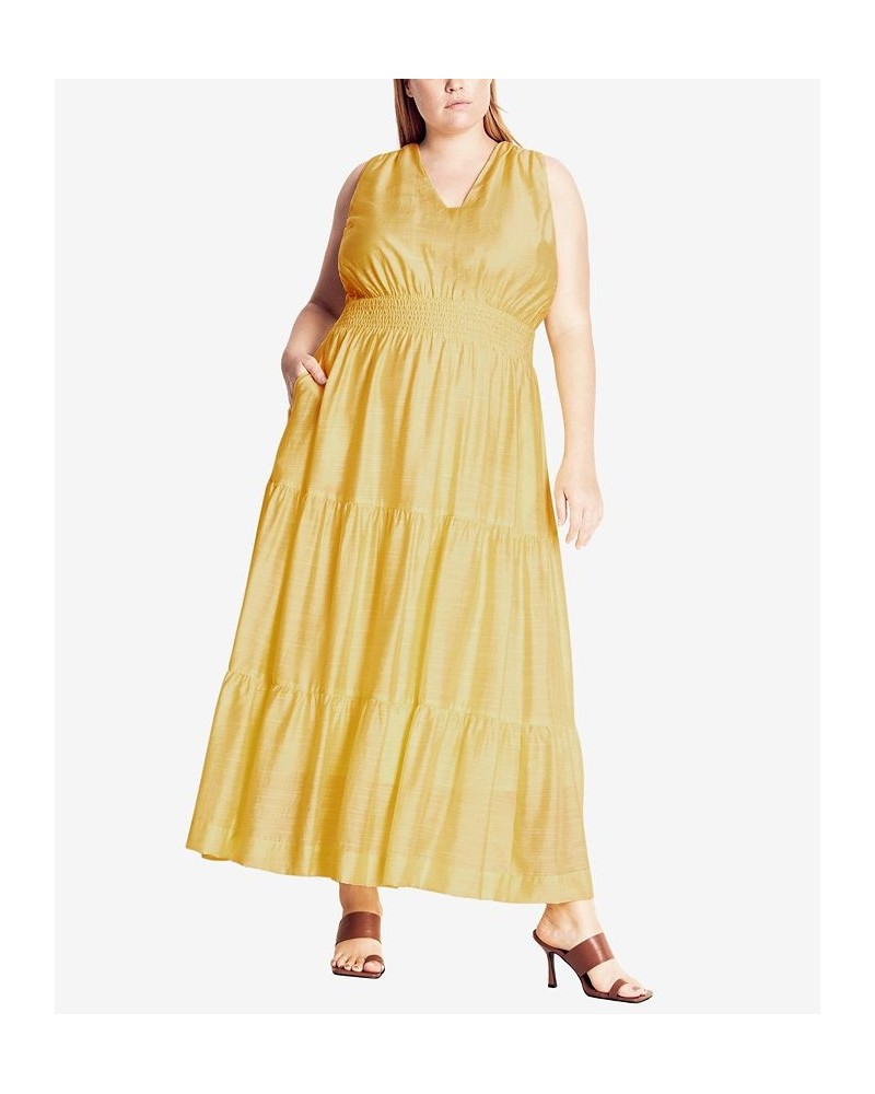 Trendy Plus Size Sweetly Tiered Dress Limoncello $58.05 Dresses