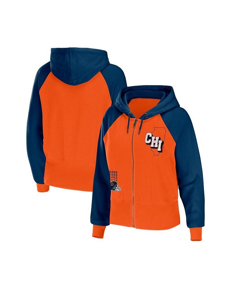 Women's Orange Chicago Bears Colorblock Full-Zip Hoodie Orange $40.50 Sweatshirts