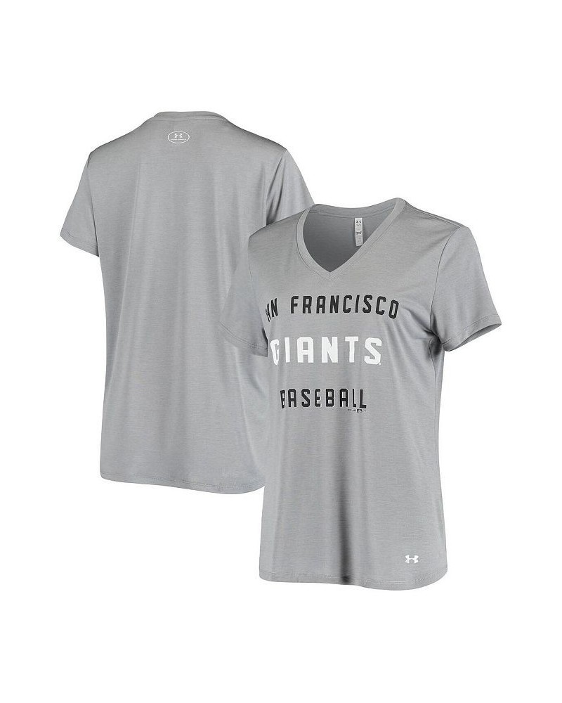 Women's Gray San Francisco Giants Twist Performance V-Neck T-shirt Gray $23.65 Tops