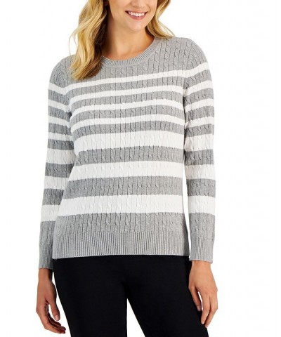 Women's Crewneck Tarrant Striped Sweater Gray $11.24 Sweaters