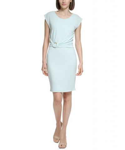 Women's Cap-Sleeve Belted Jersey Dress Celedon $72.00 Dresses