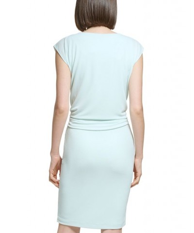 Women's Cap-Sleeve Belted Jersey Dress Celedon $72.00 Dresses