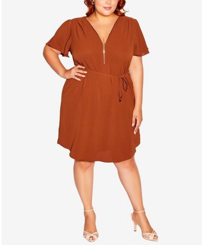 Trendy Plus Size Sweet Fling Dress Brown $40.59 Dresses