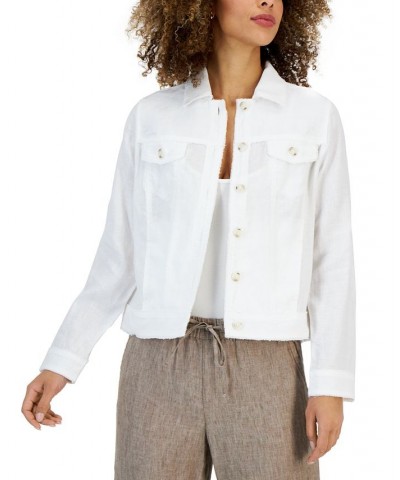 Women's Linen Jacket White $27.49 Jackets