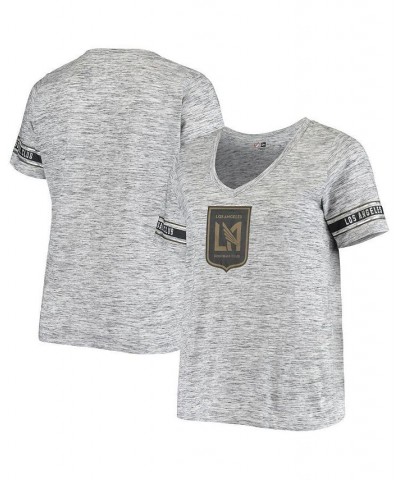 Women's 5th & Ocean by Heathered Gray LAFC Plus Size Logo Space Dye V-Neck T-shirt Heathered Gray $25.80 Tops