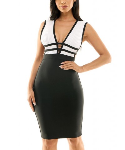 Open-Side Bandage Dress Black/white $37.13 Dresses