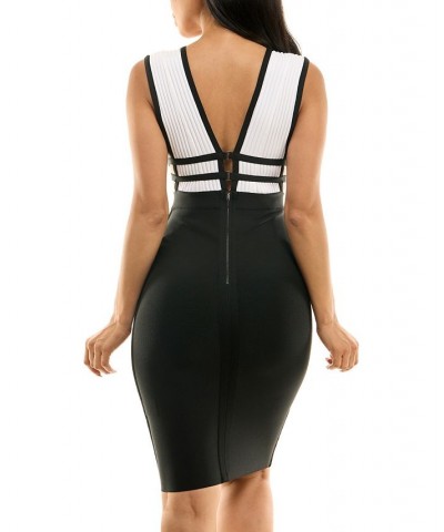 Open-Side Bandage Dress Black/white $37.13 Dresses