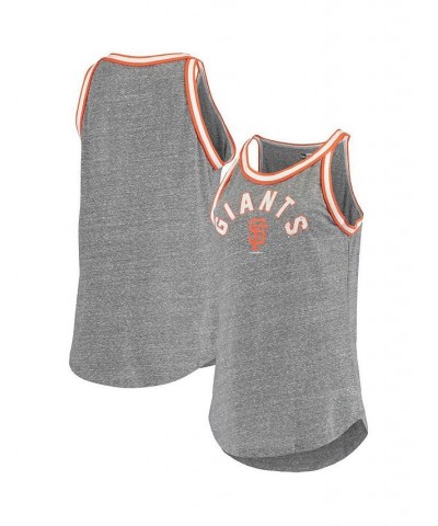 Women's by New Era Heathered Gray San Francisco Giants Tri-Blend Knit Trim Tank Top Gray $17.20 T-Shirts